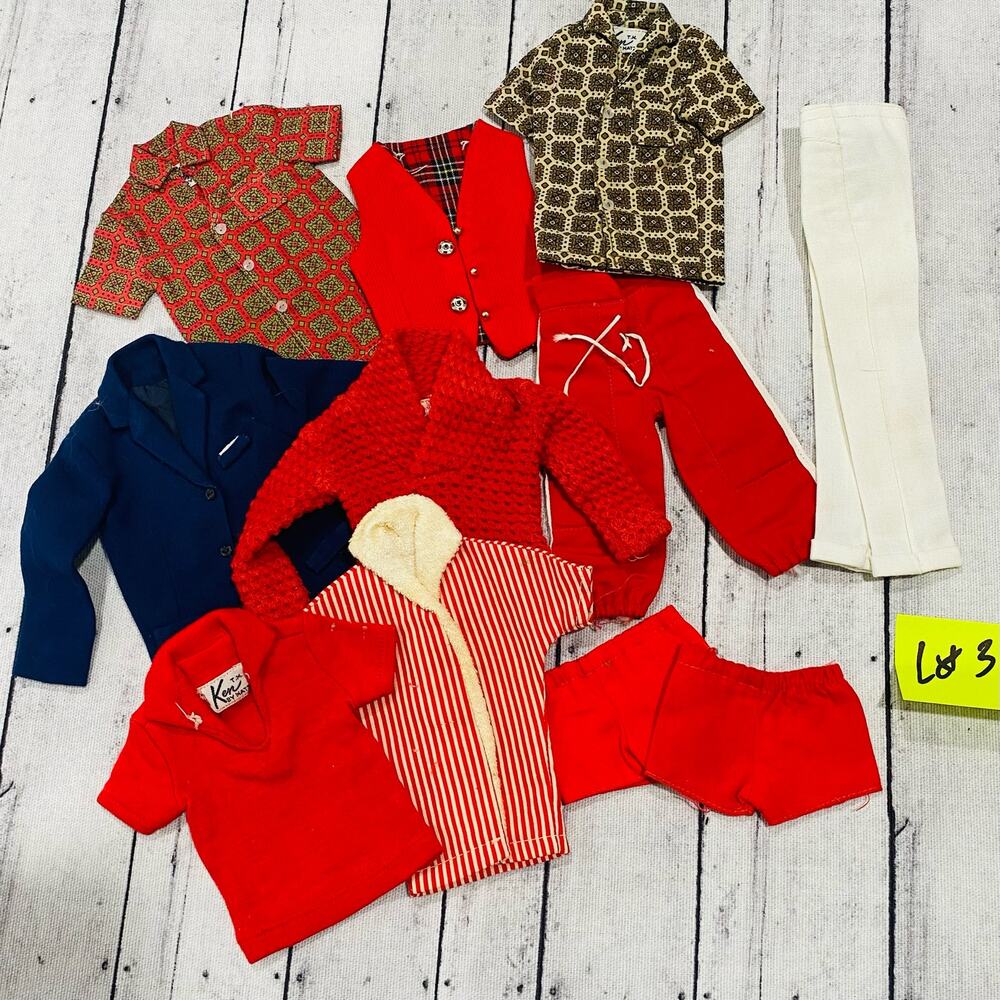 Vintage Ken Clothes Fashion Lot Shirt Shorts Jacket Vest Pants 60s Doll Barbie